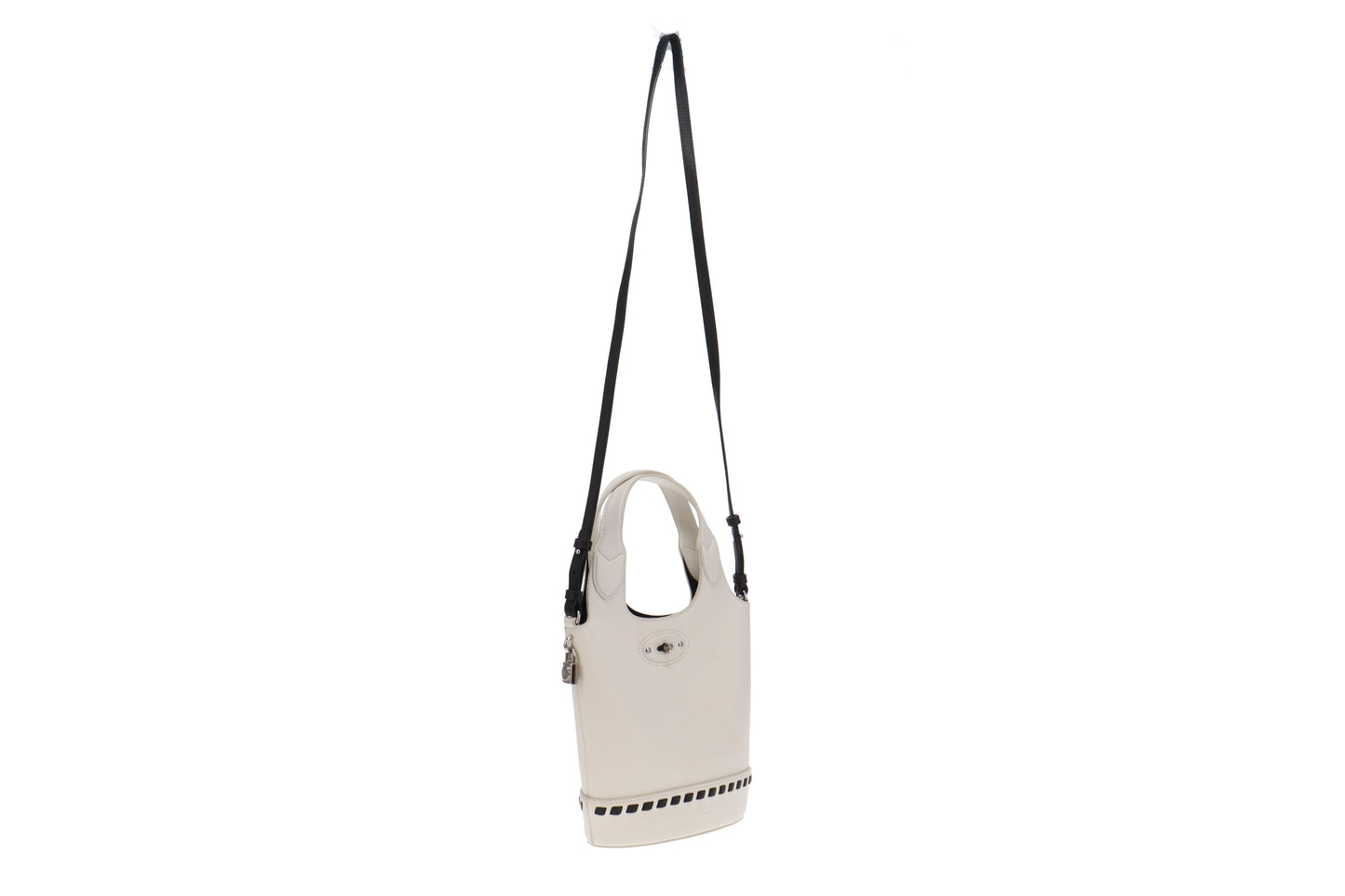 Mulberry White with Contrast Black Detailing Lily Bucket Bag