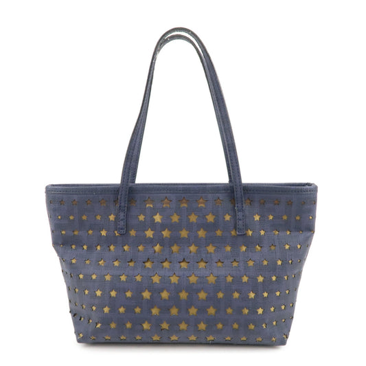 FENDI Zucca PVC Canvas Punching Star Tote Bag Navy 8BH223