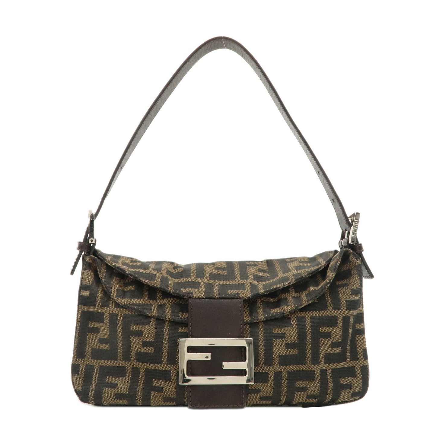 FENDI Zucca Canvas Leather Semi-Shoulder Bag Brown Black 26725