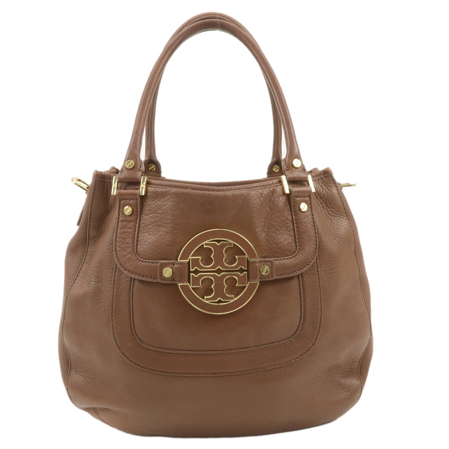 Tory Burch Leather Tote Bag Hand Bag Sholder Bag Brown