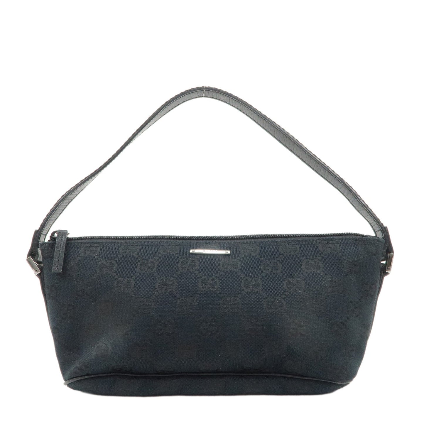 GUCCI GG Canvas Leather Hand Bag Shoulder Bag Pouch Black 141809