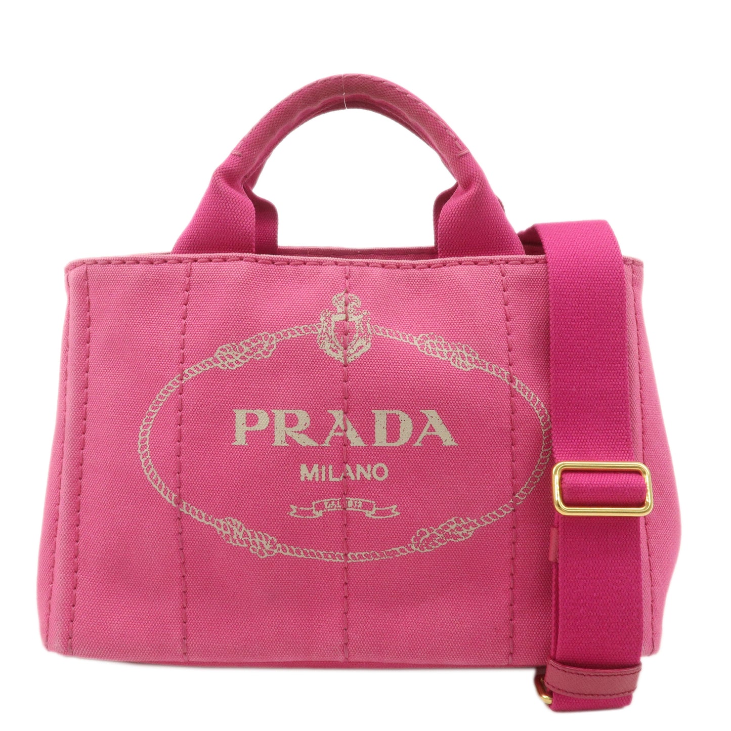 PRADA Logo Canapa Mini Canvas 2Way Bag Hand Bag Pink B2439G