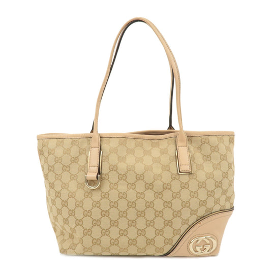 GUCCI Abbey Interlocking G GG Canvas Leather Tote Bag 169946