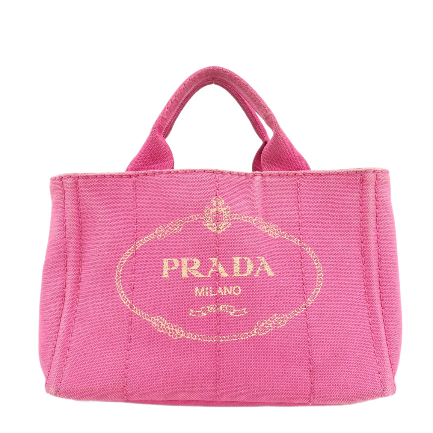 PRADA Logo Canapa Mini Canvas Hand Bag Tote Bag Pink 1BG439