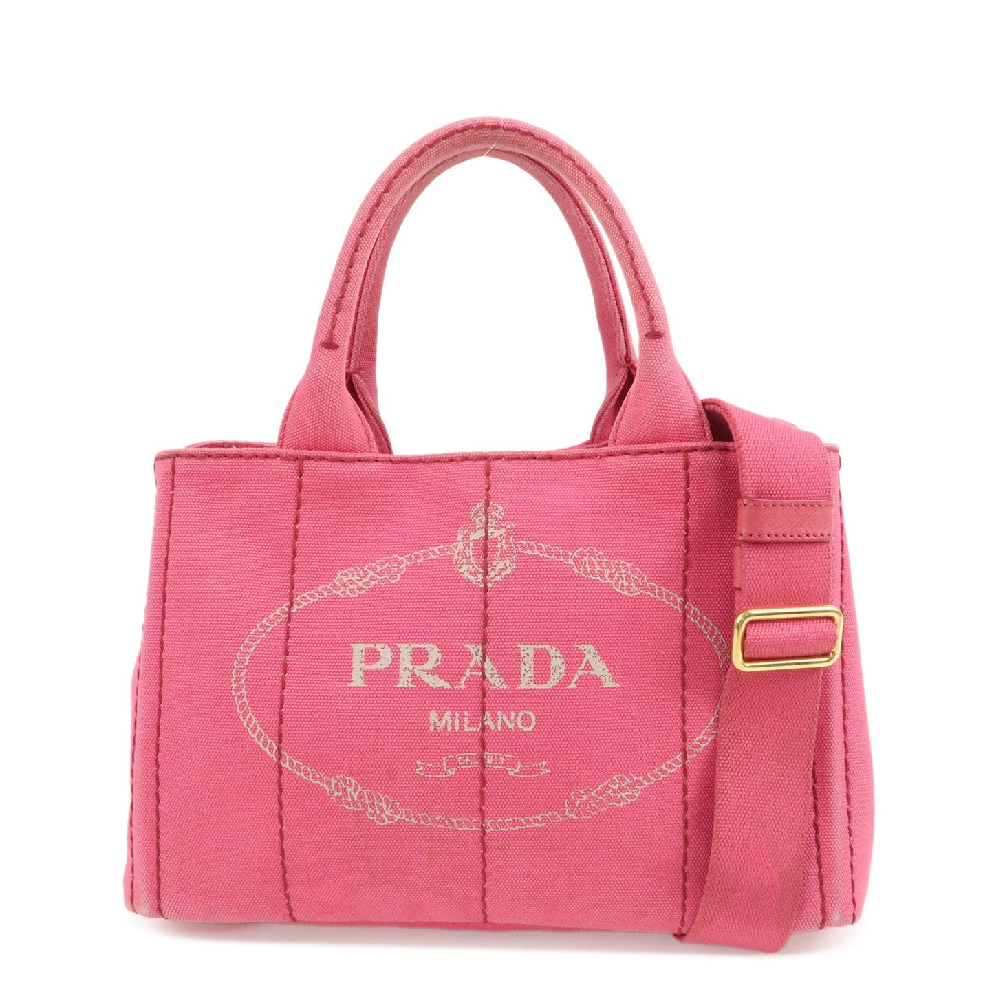 PRADA Logo Canapa Mini Canvas 2Way Bag Pink 1BG439