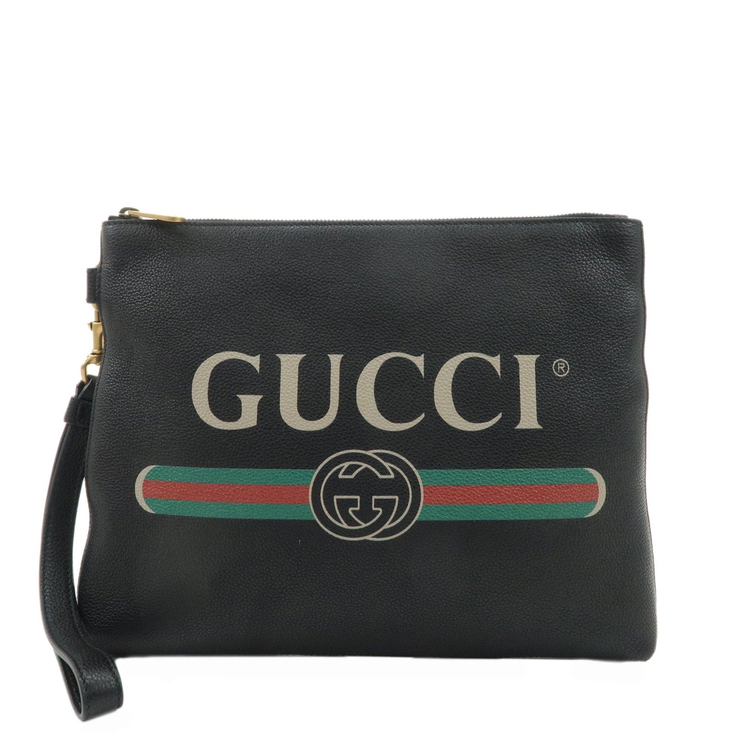 GUCCI Leather Portfolio Medium Clutch Bag Black 572770