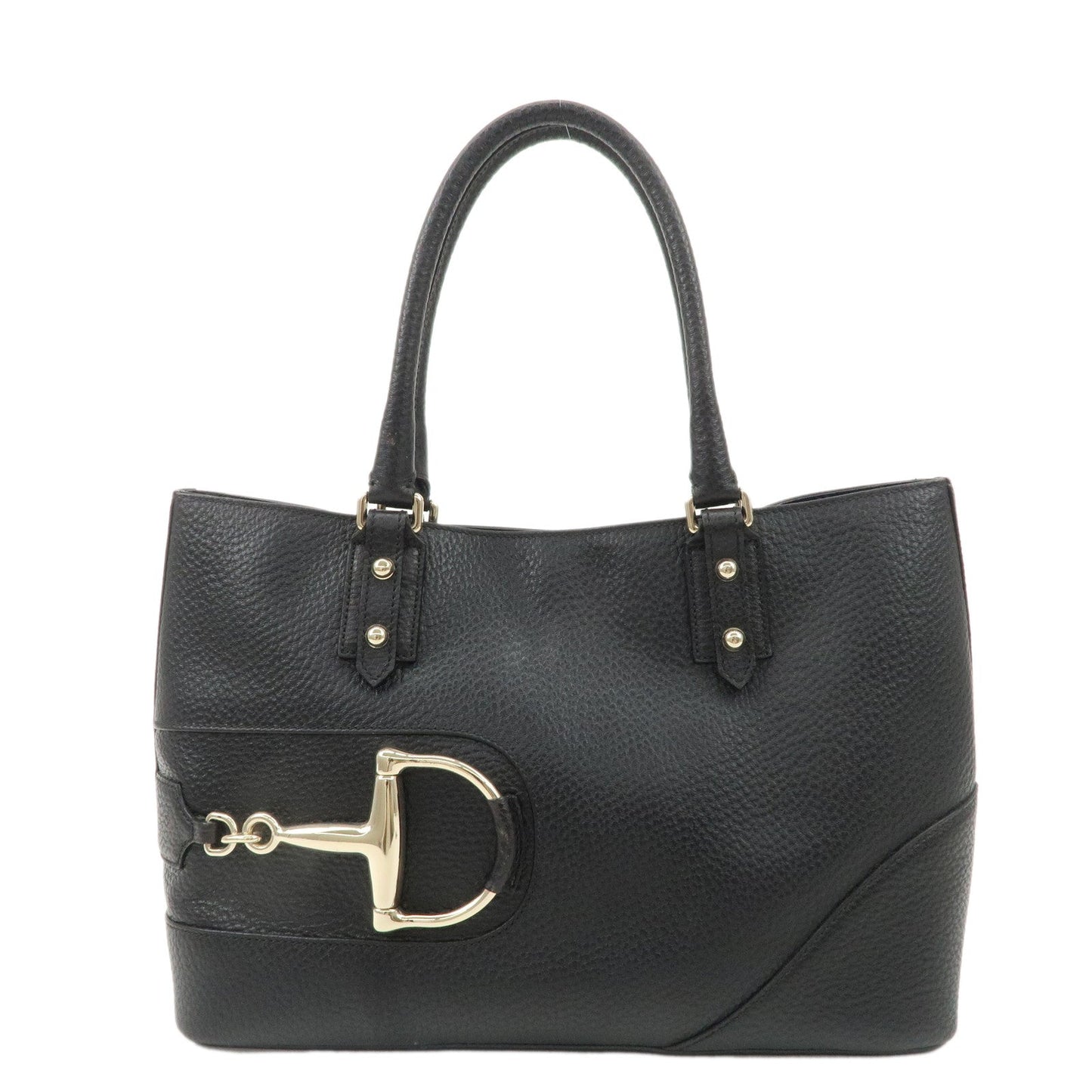 GUCCI Leather Horsebit Tote Bag Hand Bag Black 137385