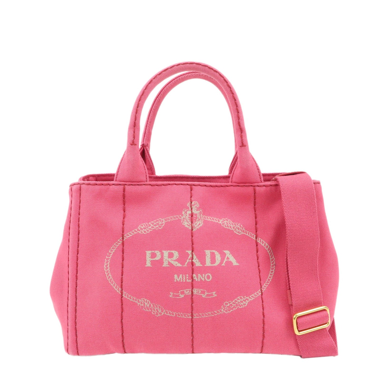 PRADA Canapa Mini Canvas 2Way Bag Hand Bag Pink 1BG439