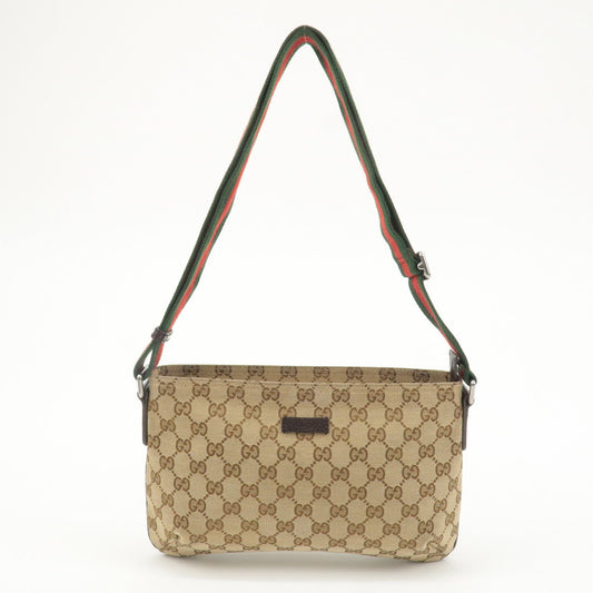 GUCCI Sherry GG Canvas Leather Shoulder Bag Beige Brown 1897499