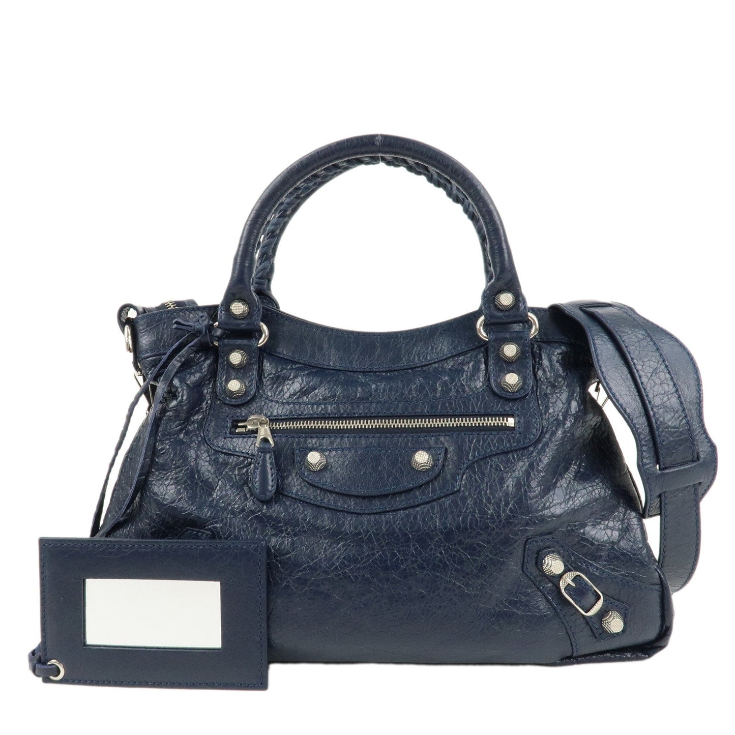 BALENCIAGA The Giant Town Leather 2Way Hand Bag Navy 285434