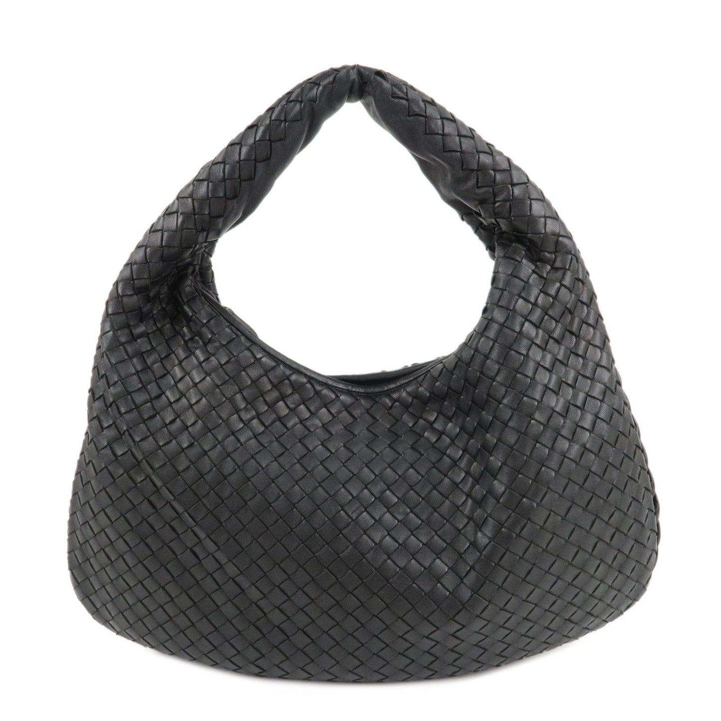 BOTTEGA VENETA Intrecciato Leather Shoulder Bag Hand Bag Black