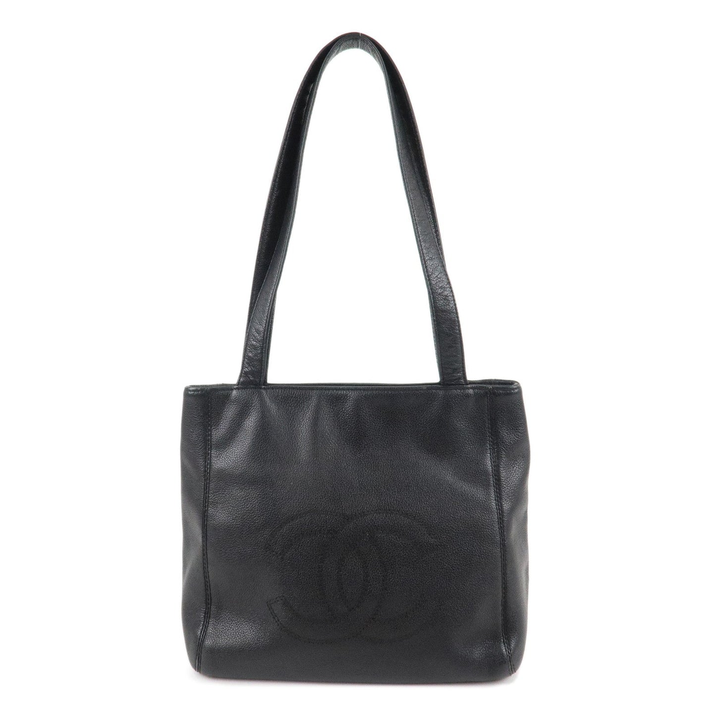 CHANEL Coco Mark Leather Tote Bag Shoulder Bag Black