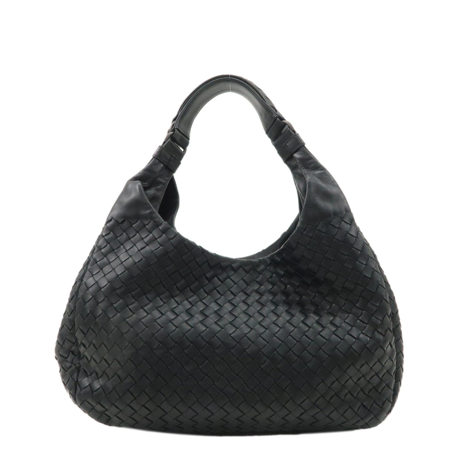 BOTTEGA VENETA Intrecciato Leather Shoulder Bag Black 125787