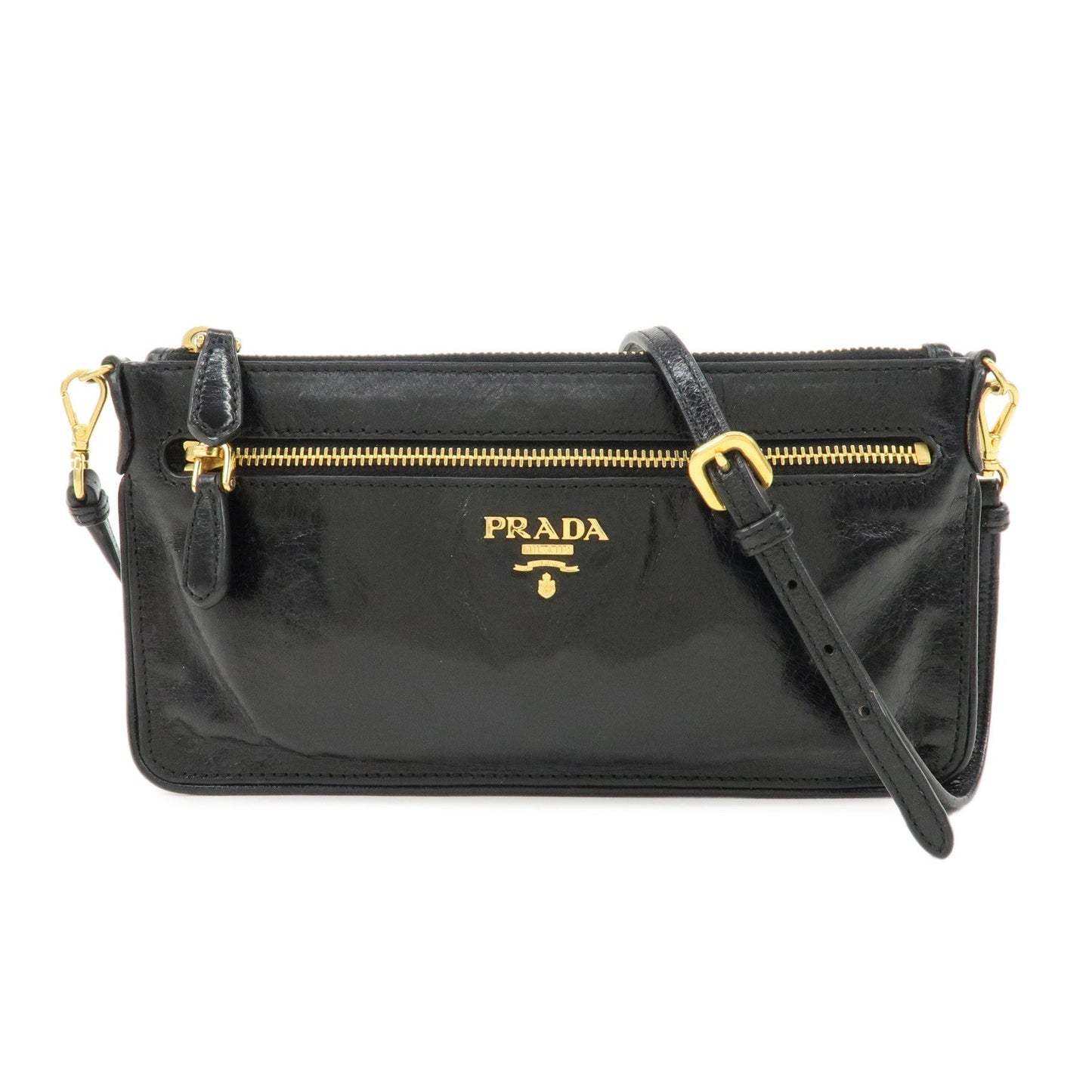 PRADA Leather Shoulder Bag Hand Bag Shoulder Bag  Black