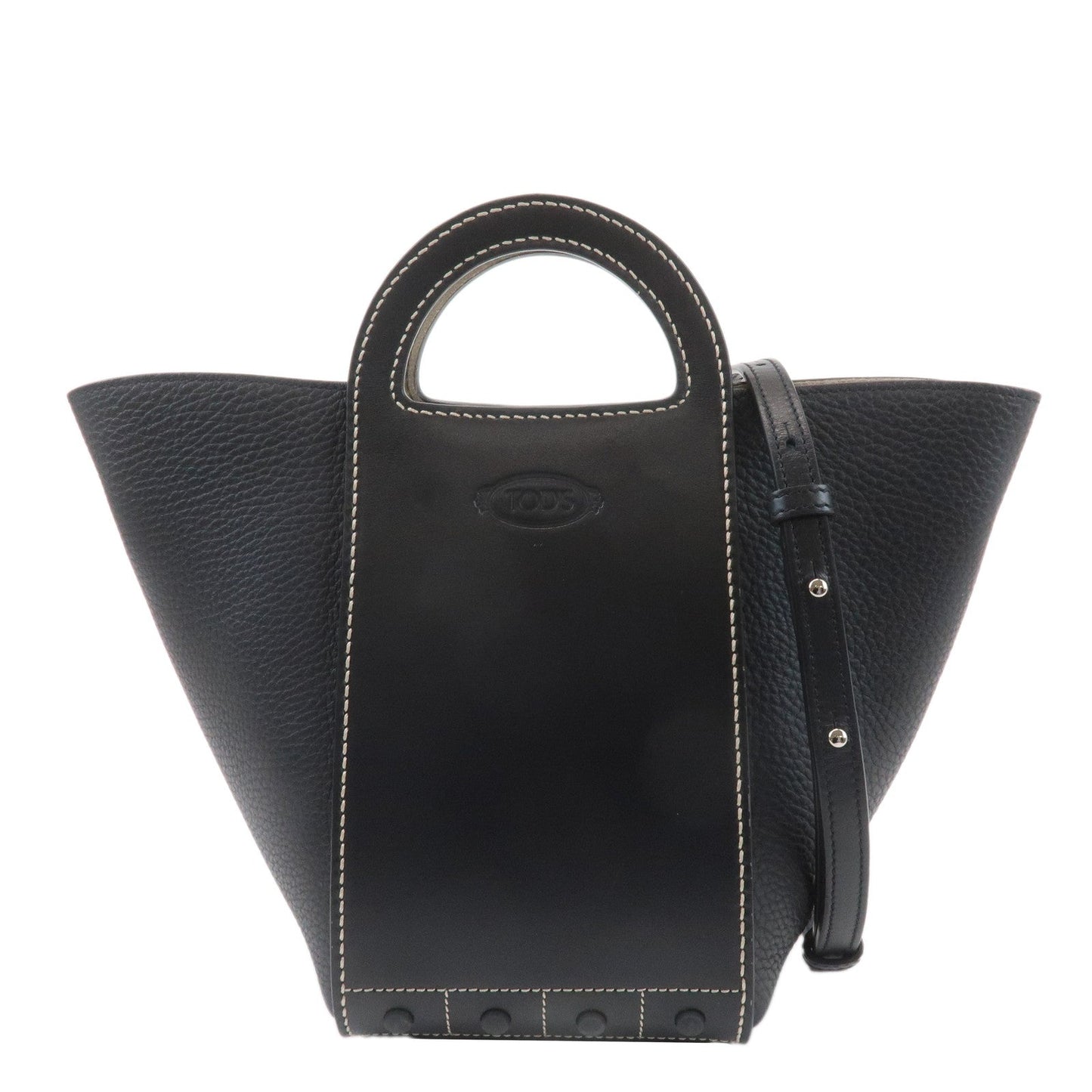 TOD'S Leather Gommino Mini 2WAY Bag Tote Bag Black