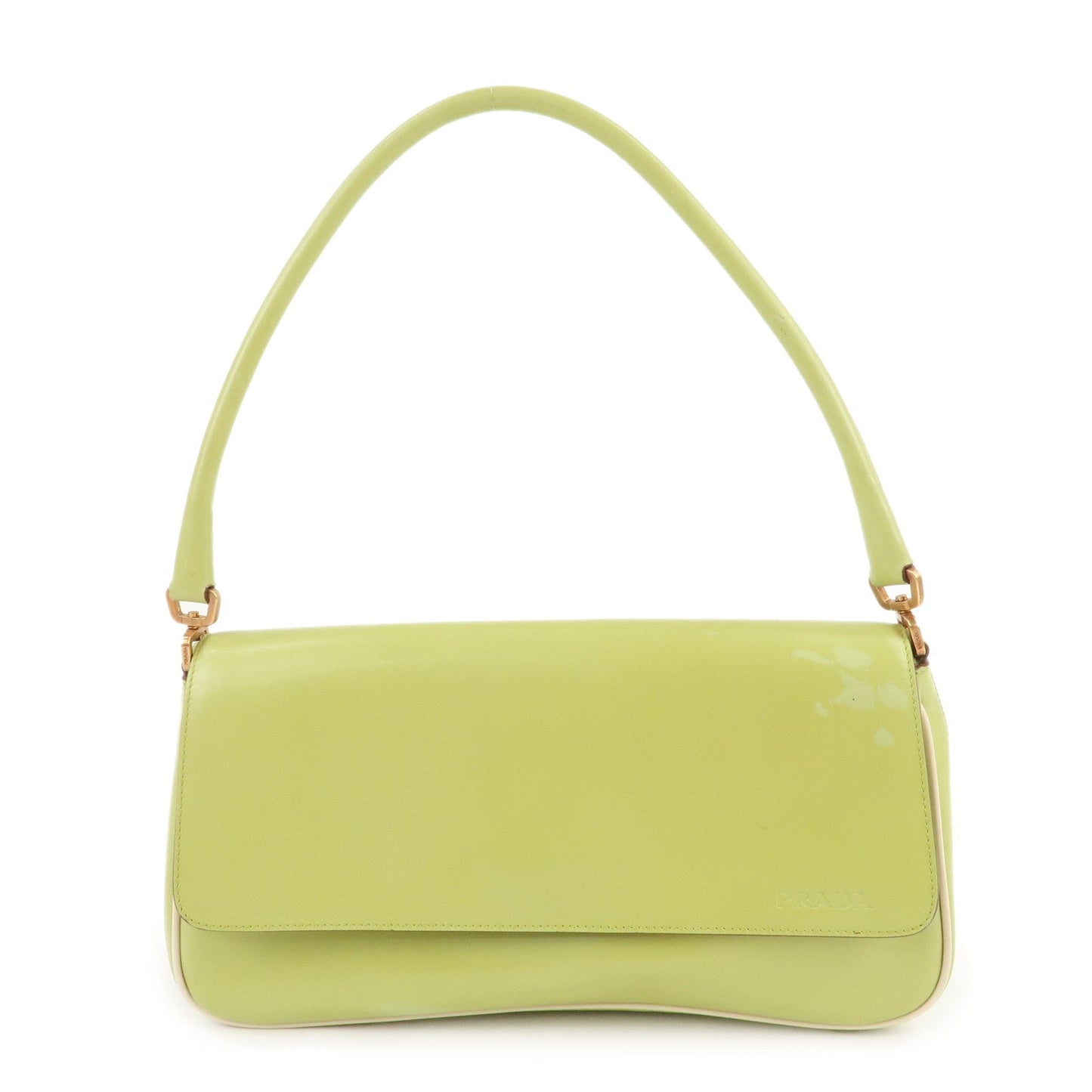 PRADA Leather Shoulder Bag Hand Bag Light Green B10689