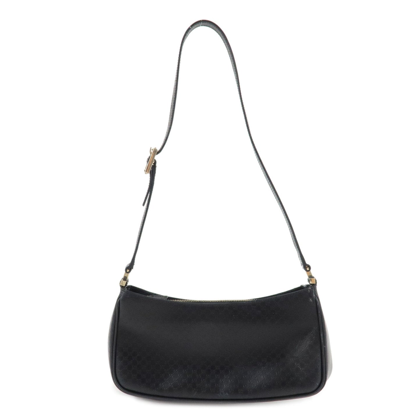 GUCCI Micro Guccissima Leather Shoulder Bag Black 001.4152