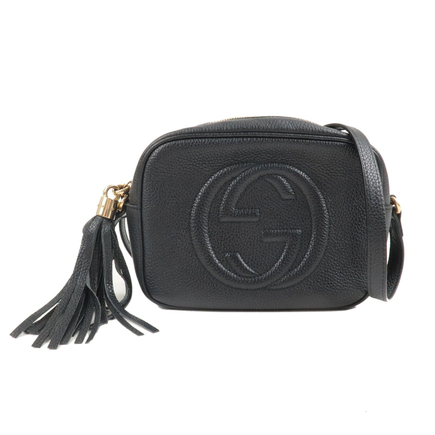 GUCCI SOHO Small Disco Leather Shoulder Bag Black 308364