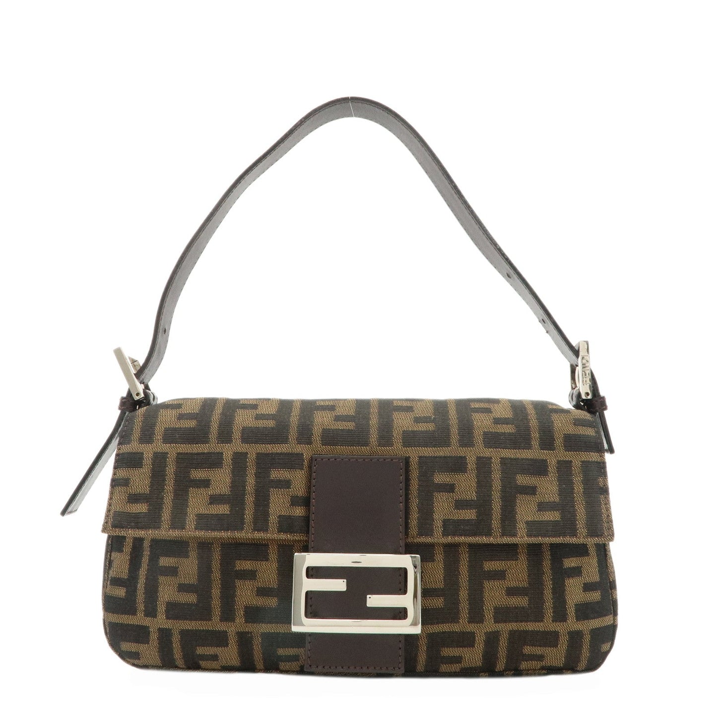 FENDI Mamma Baguette Canvas Shoulder Bag Hand Bag Brown 26424