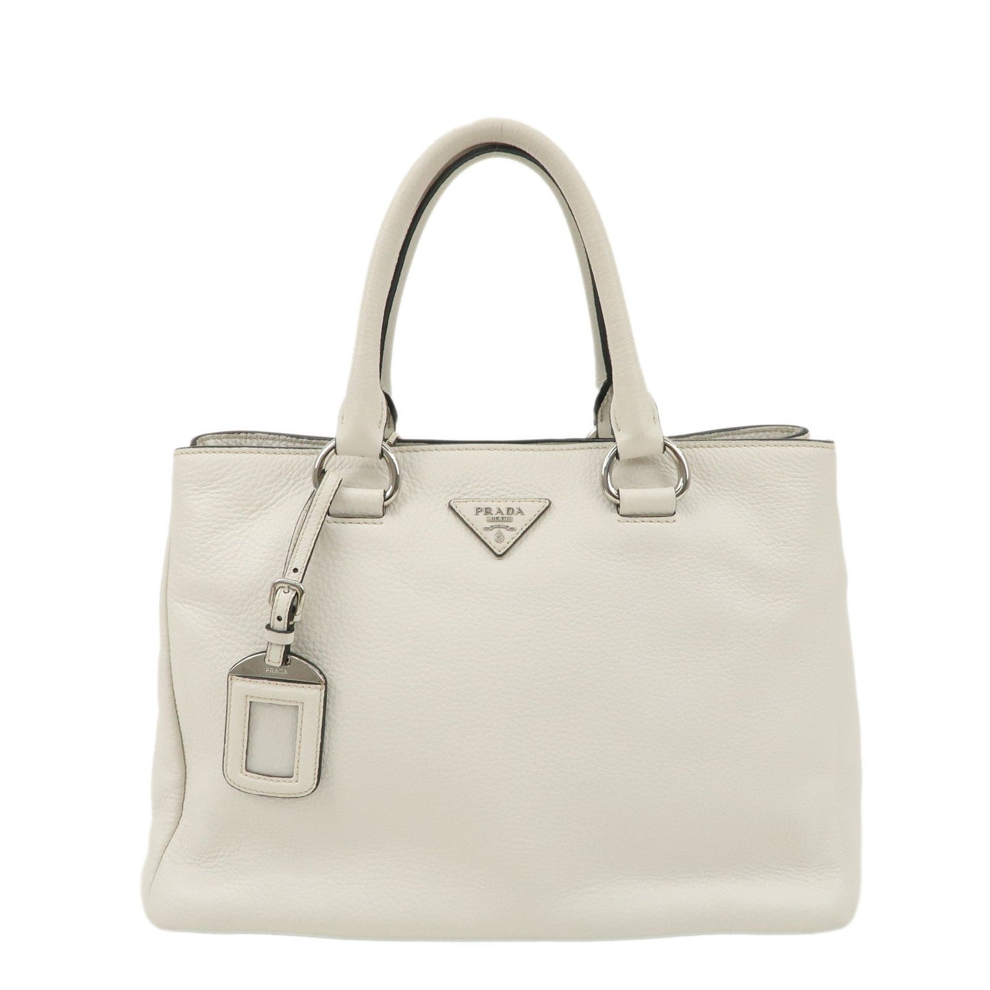 PRADA Leather Hand Bag White BN2579