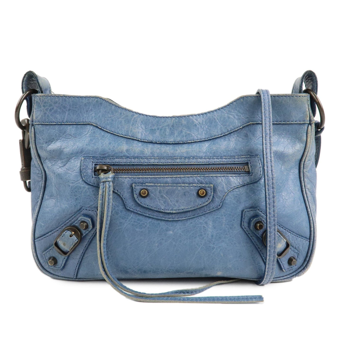 BALENCIAGA The Hip Leather Shoulder Bag Hand Bag Blue 242803