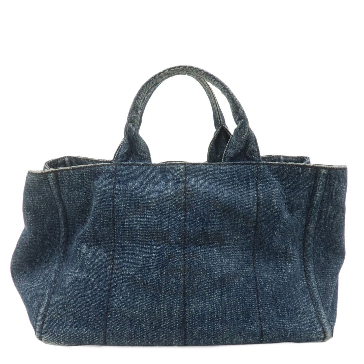 PRADA Logo Canapa Denim Tote bag Hand Bag Blue B1877B