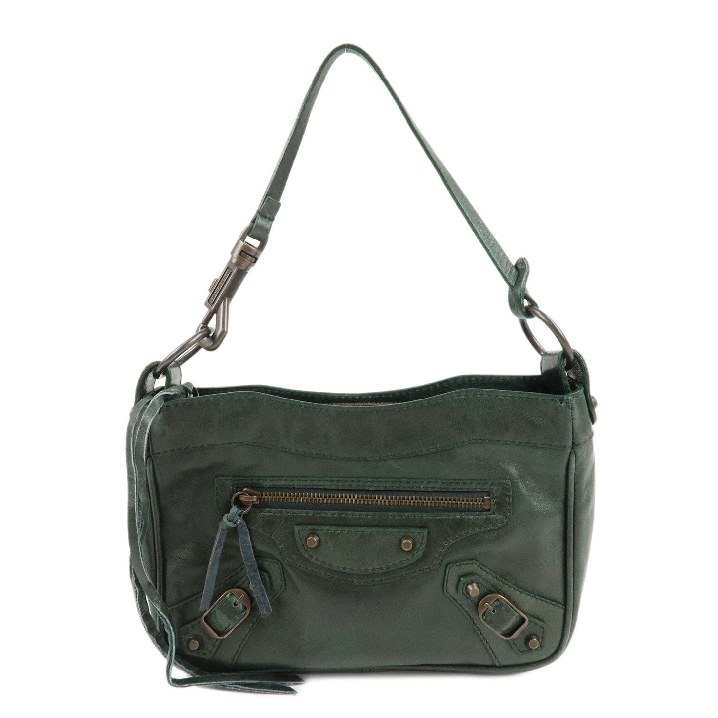 BALENCIAGA The Shoulder Leather 2 Way Hand Bag Green 138226