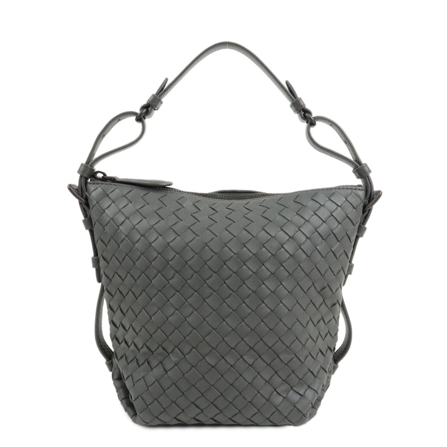 BOTTEGA VENETA Intrecciato Leather Semi Shoulder Bag Gray