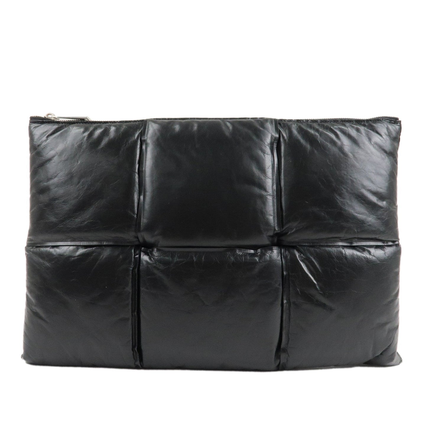 BOTTEGA VENETA Maxi Intrecciato Leather Clutch Bag Black