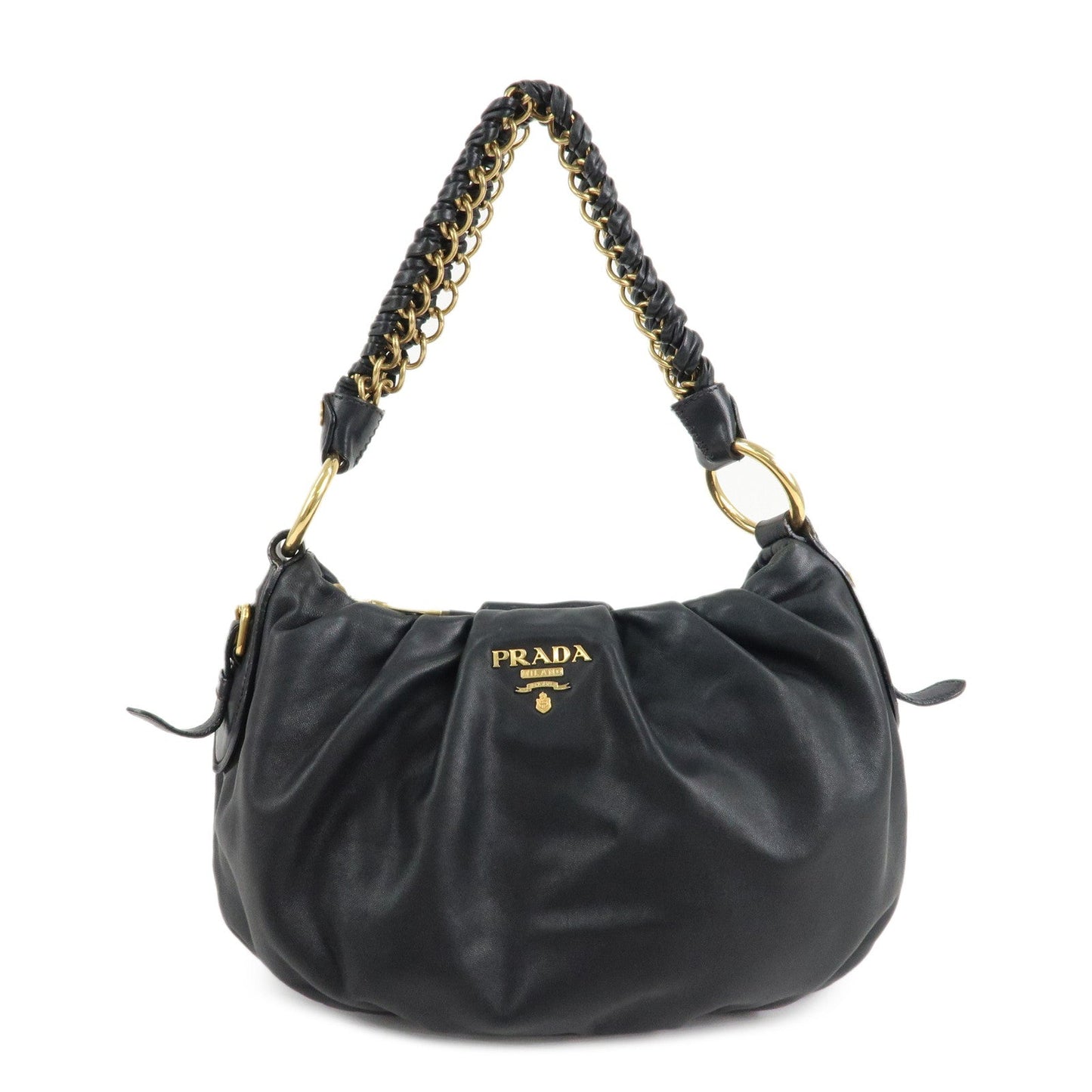 PRADA Leather 2Way Hand Bag Shoulder Bag Black BN2324