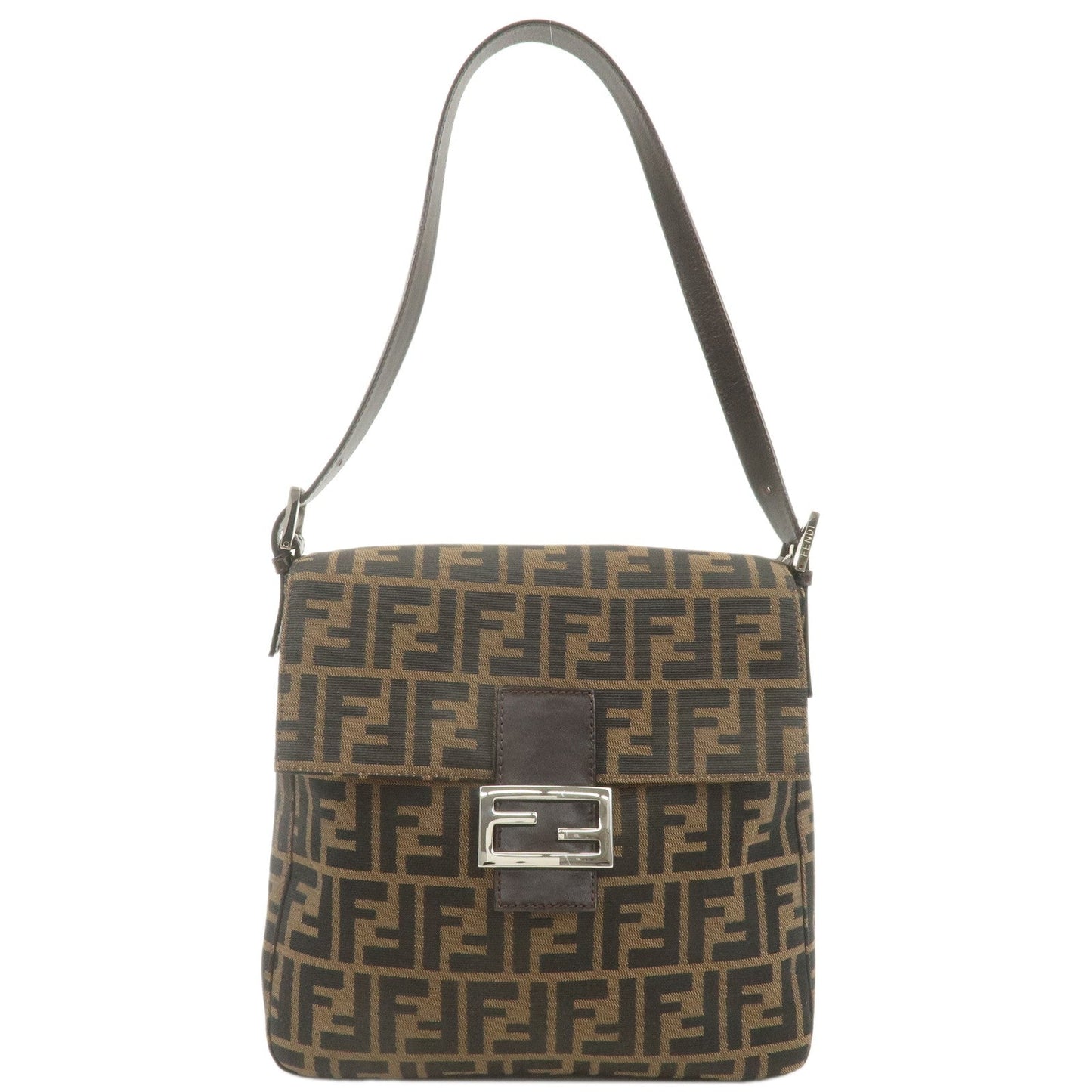 FENDI Mamma Baguette Zucca Canvas Leather Shoulder Bag 230526730