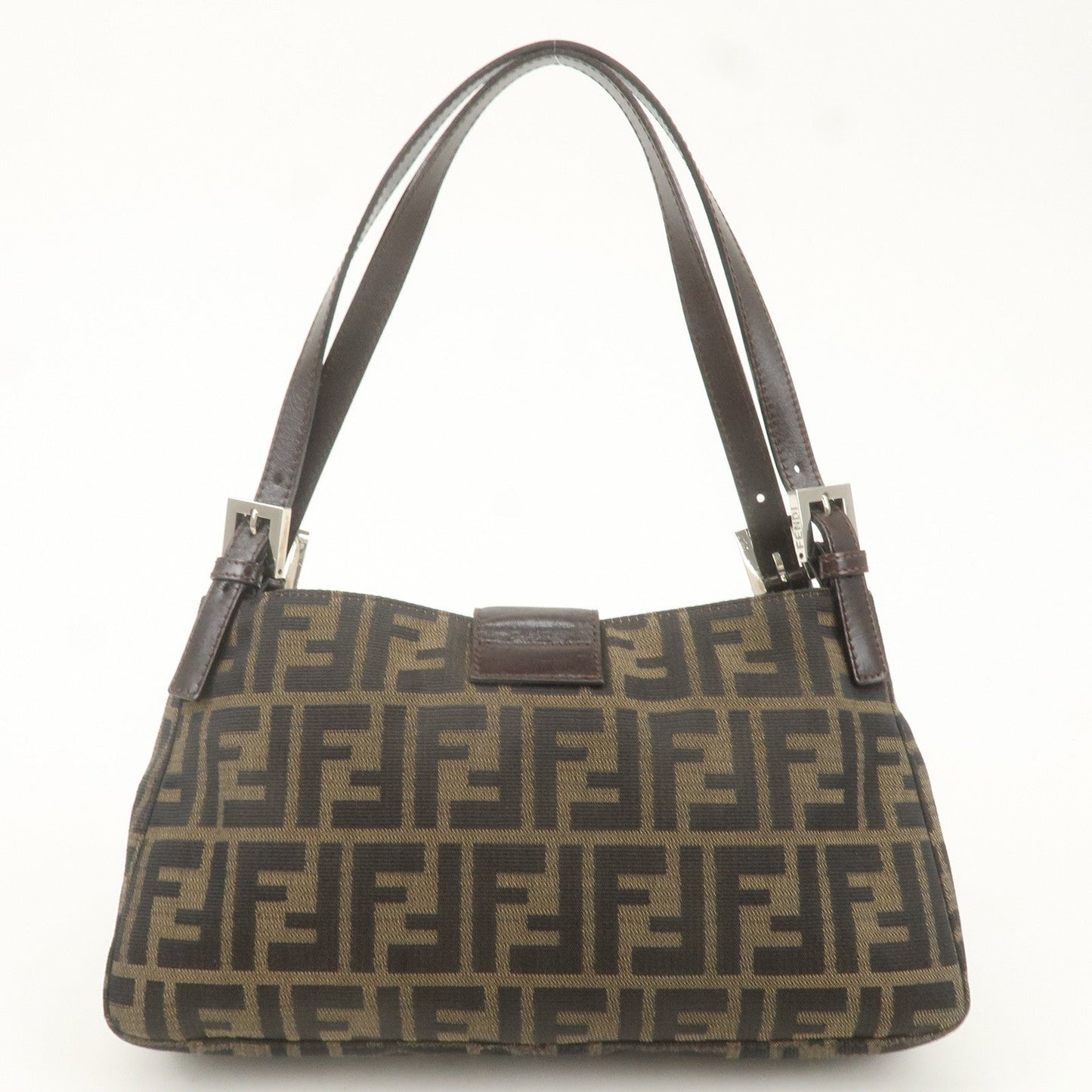 FENDI Zucca Canvas Leather Shoulder Bag Brown Black 234826583