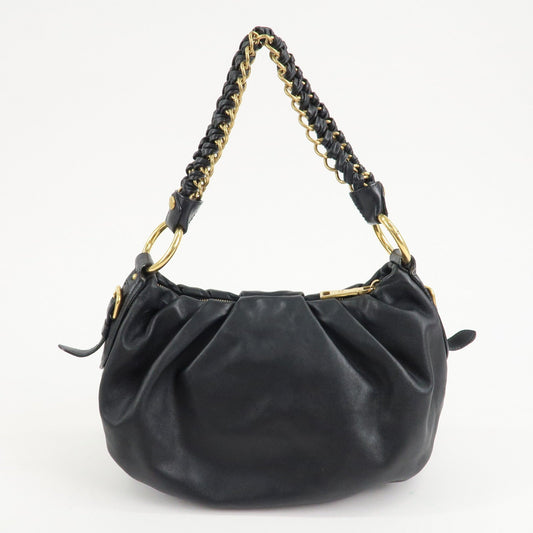 PRADA Leather 2Way Hand Bag Shoulder Bag Black BN2324