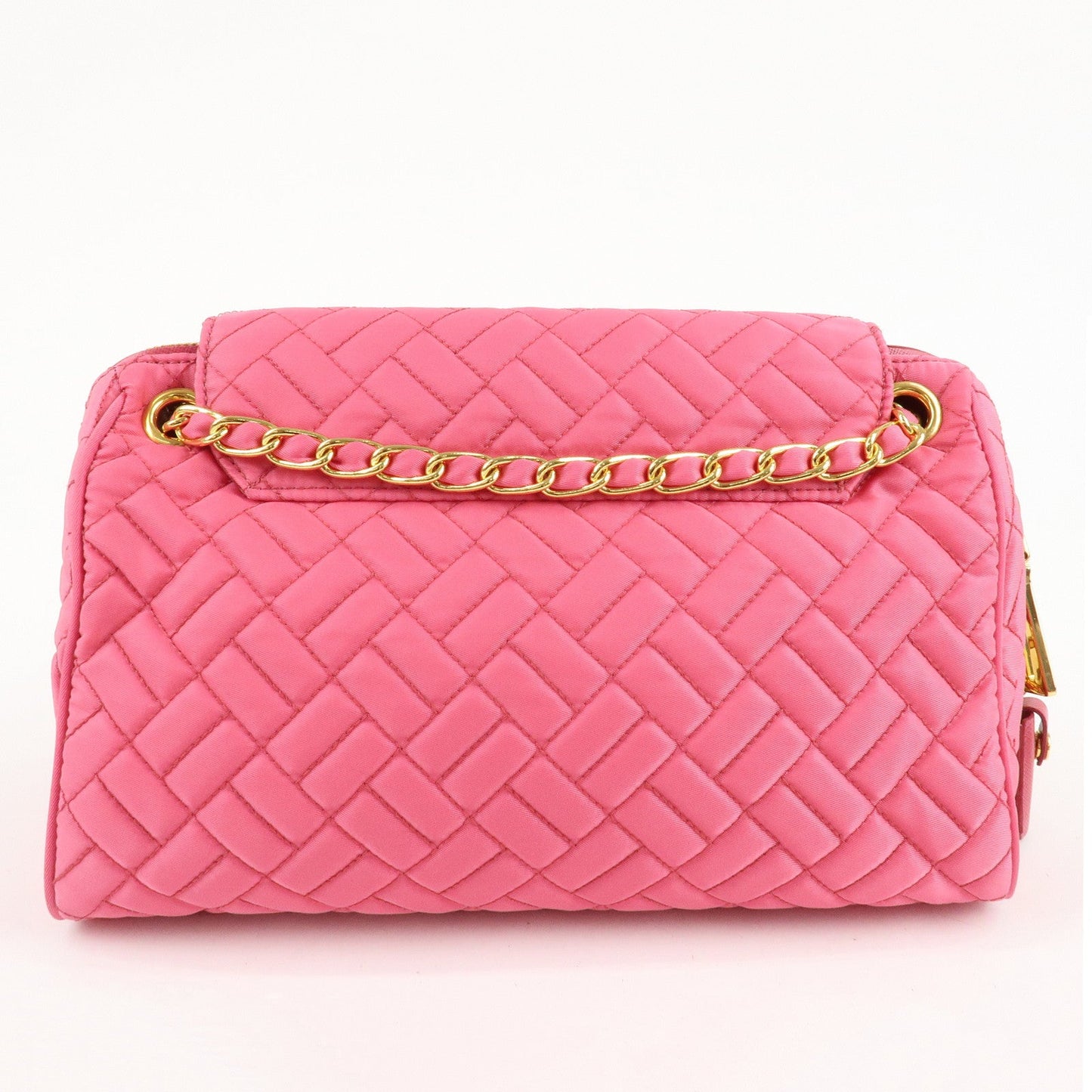 PRADA Nylon Leather Chain Shoulder Bag Pink BR4965