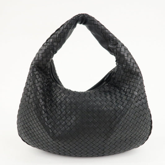 BOTTEGA VENETA Intrecciato Leather Shoulder Bag Hand Bag Black