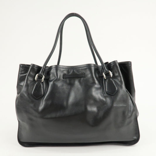 PRADA Leather Tote Bag Shoulder Bag Black BR3616