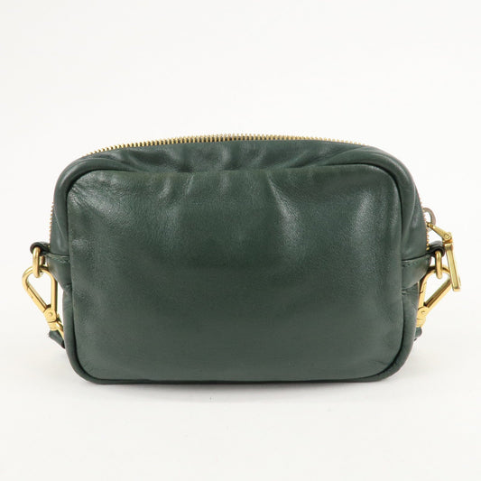 PRADA Logo Leather Ribbon Shoulder Bag Green BP0166