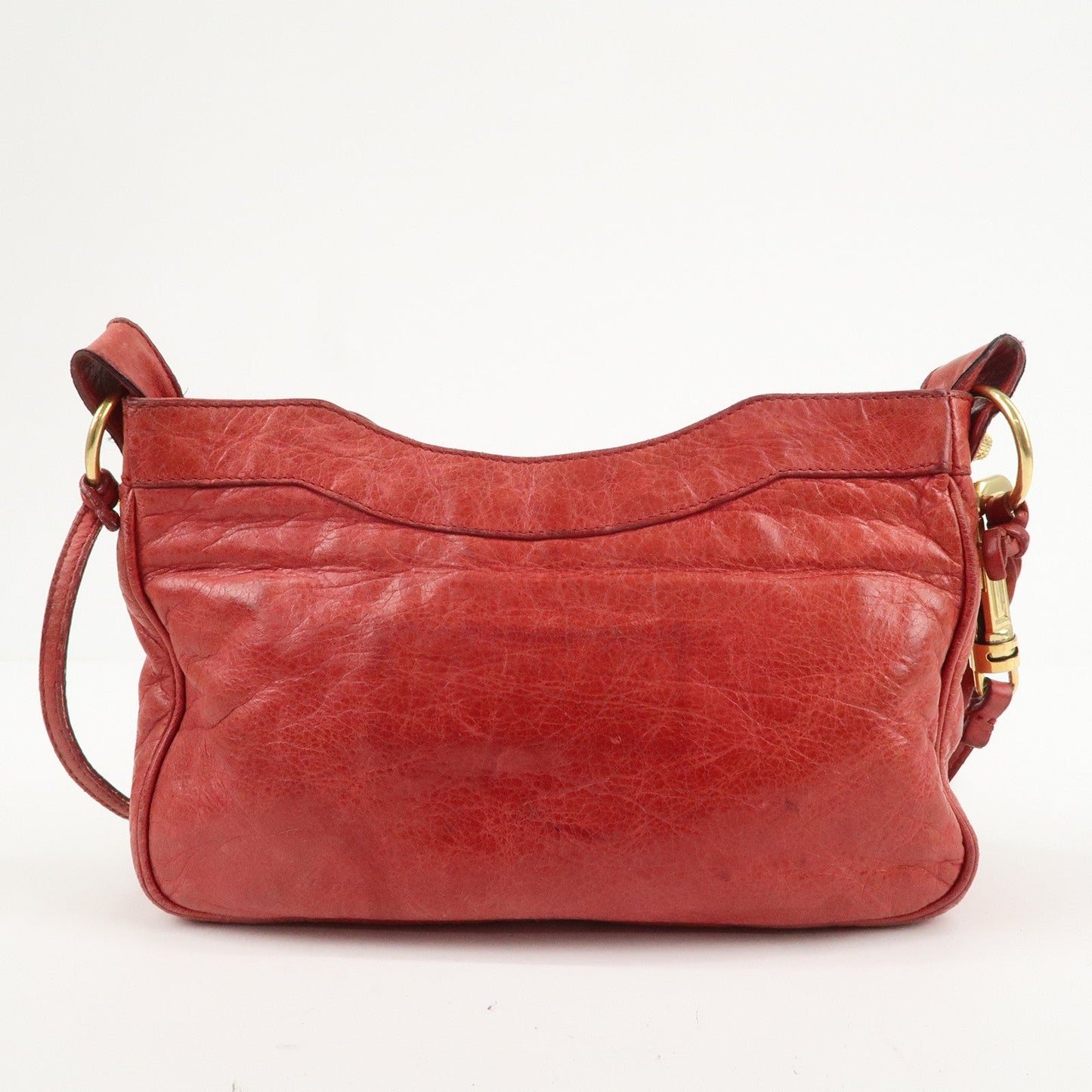 BALENCIAGA The Giant Hip Leather Shoulder Bag Red 237203