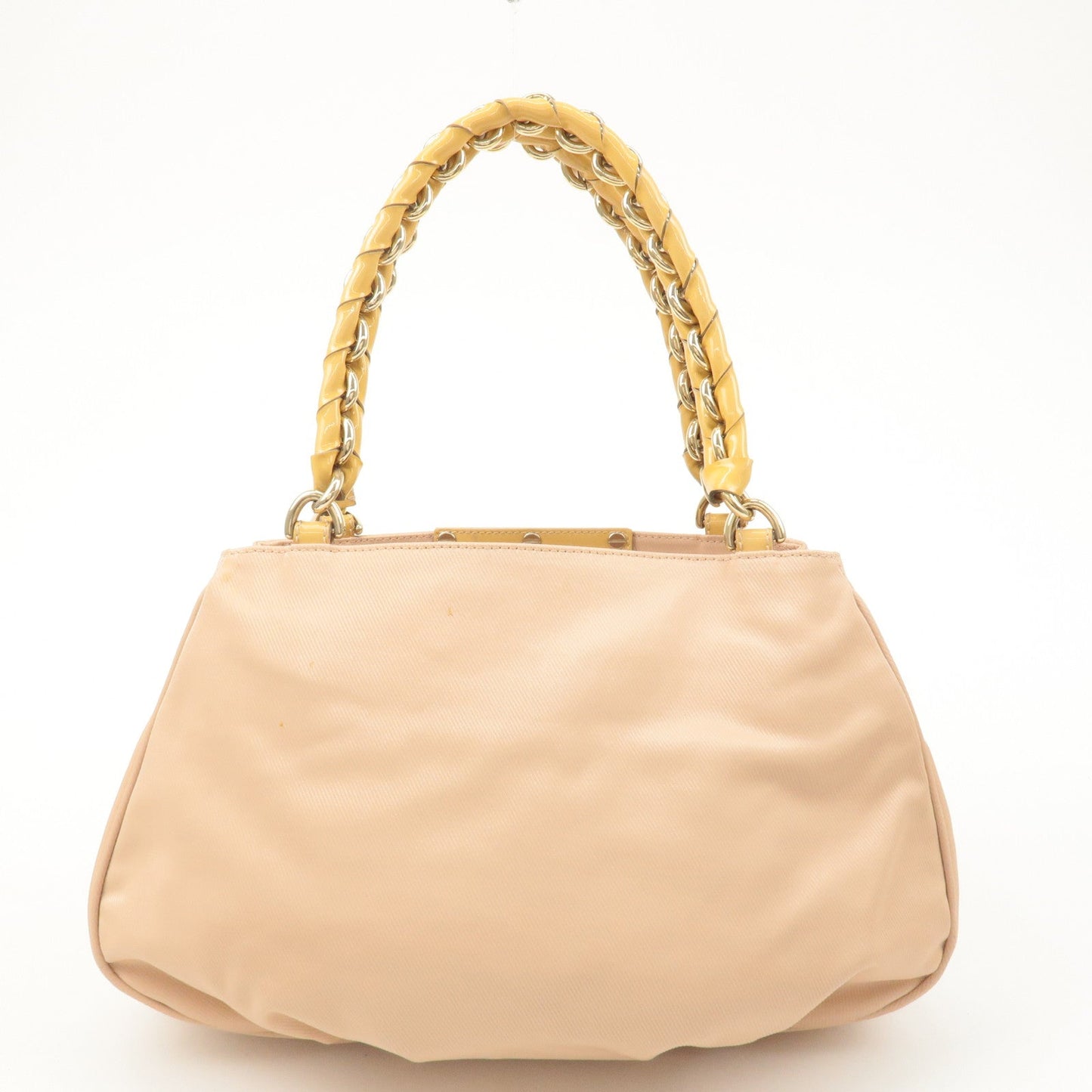 FENDI Nylon Enamel Hand Bag Pink Beige 8BR615