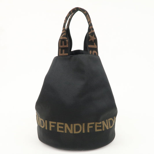 FENDI Nylon Canvas Bucket Hand Bag Tote Bag Black 26526