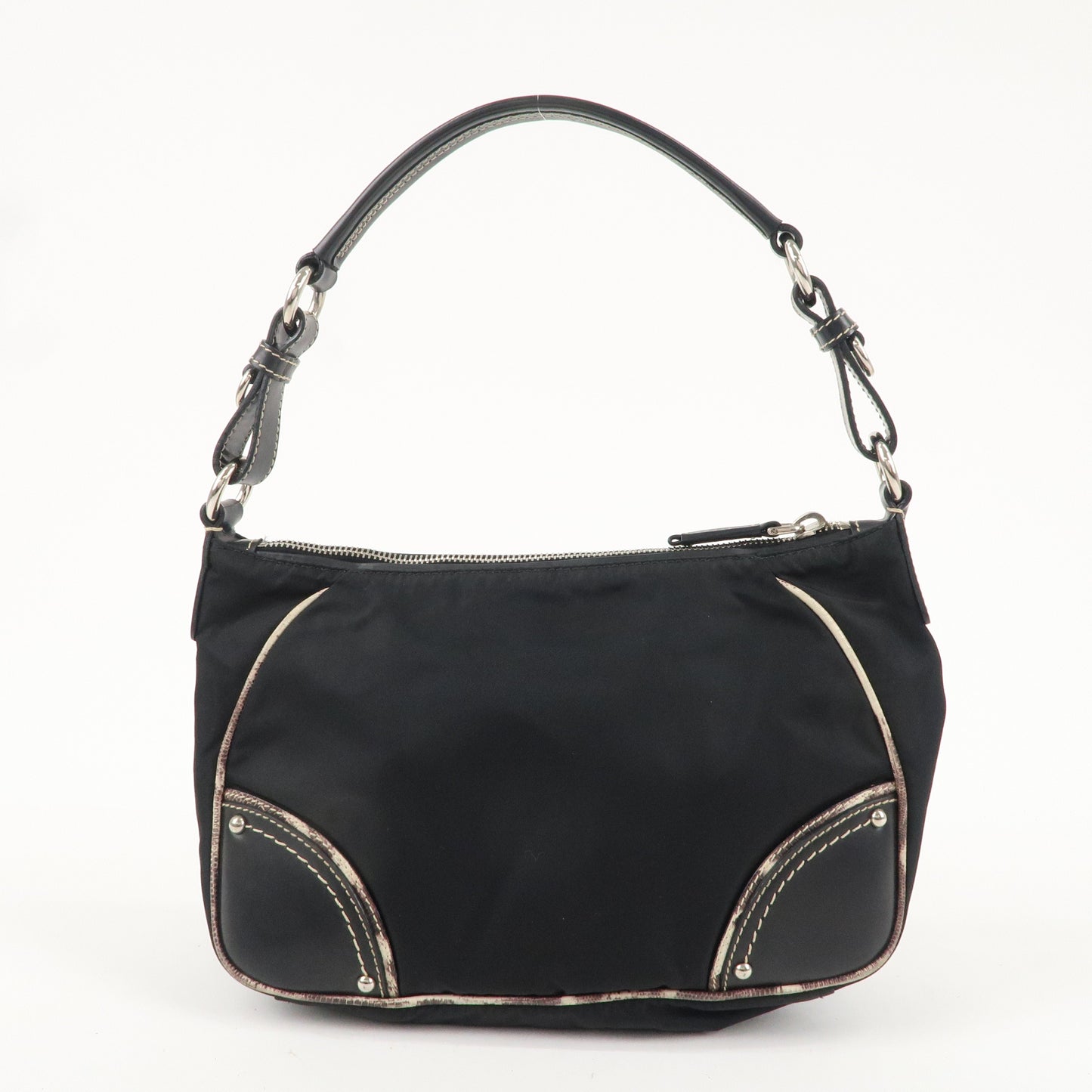 PRADA Nylon Leather One Shoulder Bag NERO Black