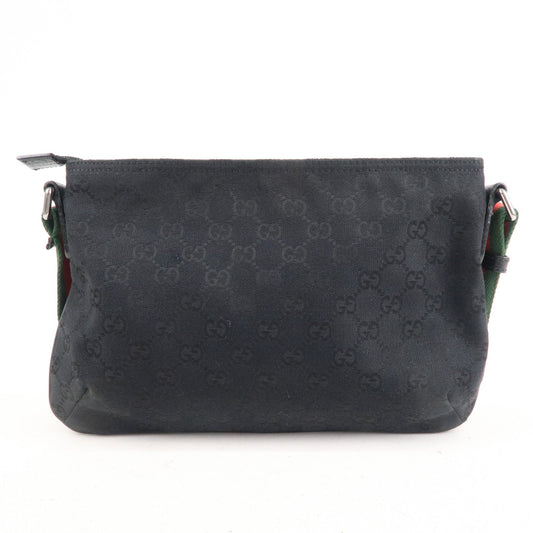 GUCCI Sherry GG Canvas Leather Shoulder Bag Black 189749