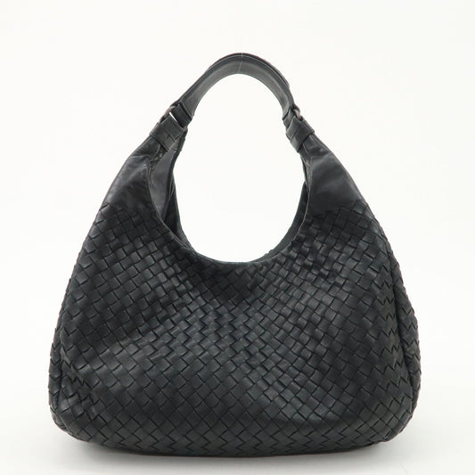 BOTTEGA VENETA Intrecciato Leather Shoulder Bag Black 125787