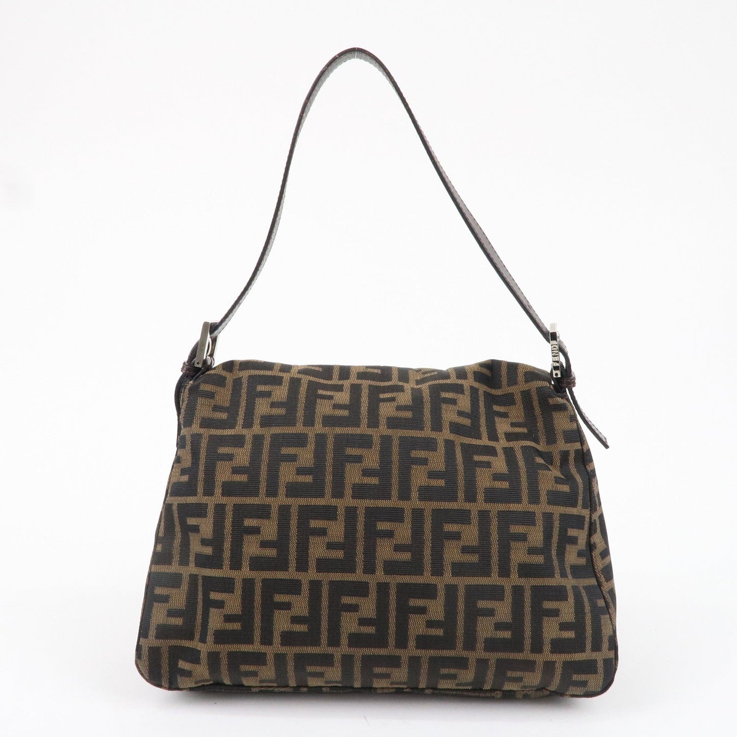 FENDI Zucca Canvas Leather Shoulder Bag Brown Khaki Black 26325