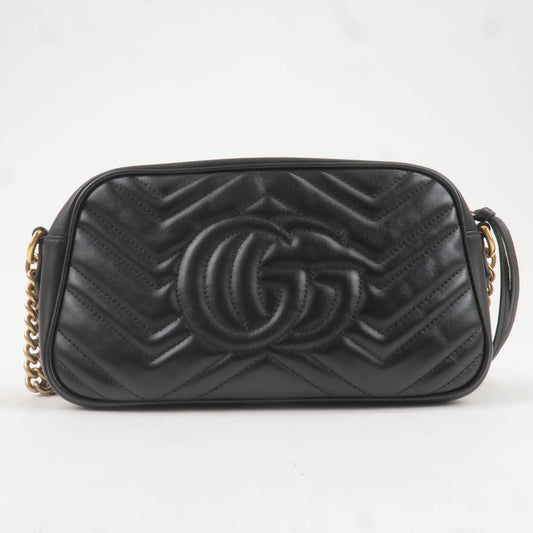 GUCCI GG Marmont Leather Chain Shoulder Bag Black 447632