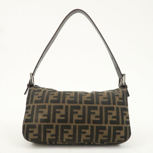 FENDI Zucca Canvas Leather Semi-Shoulder Bag Brown Black 26725