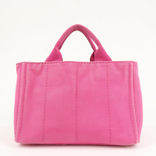 PRADA Logo Canapa Mini Canvas Hand Bag Tote Bag Pink 1BG439