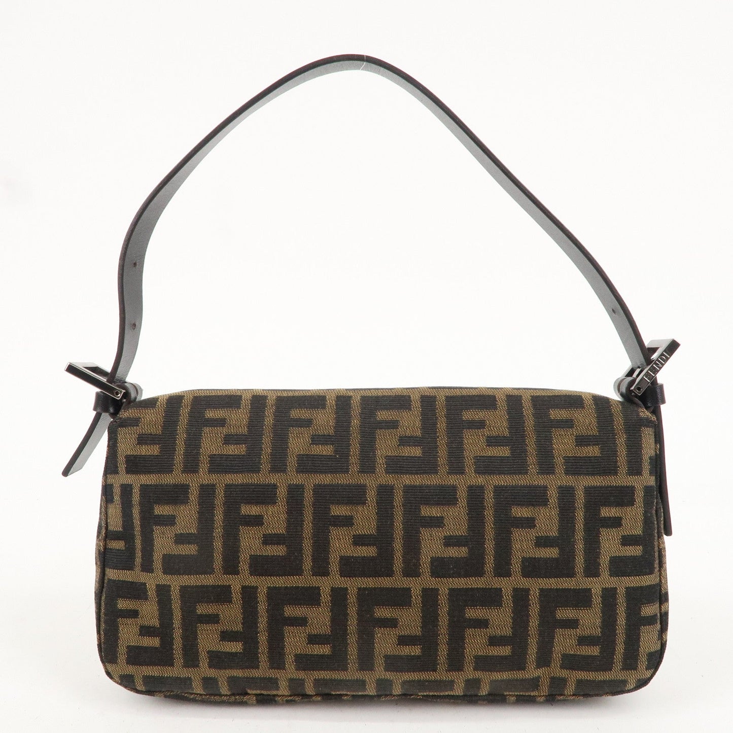 FENDI Zucca Mamma Baguette Canvas Leather Bag Brown 8BR000