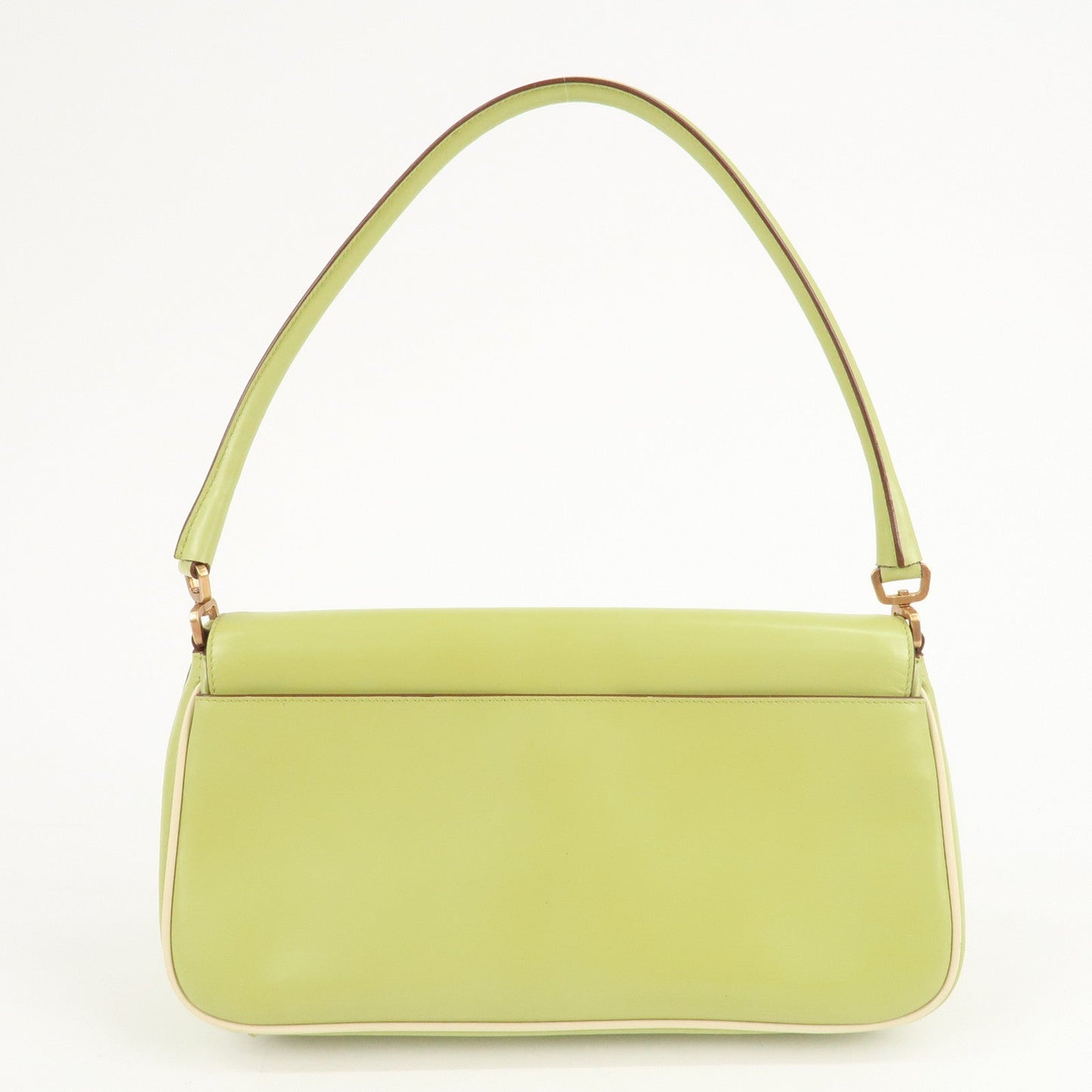 PRADA Leather Shoulder Bag Hand Bag Light Green B10689