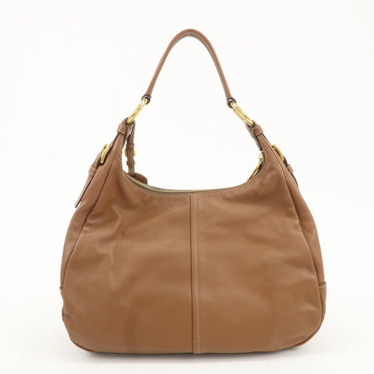 PRADA Leather Shoulder Bag Hand Bag Brown